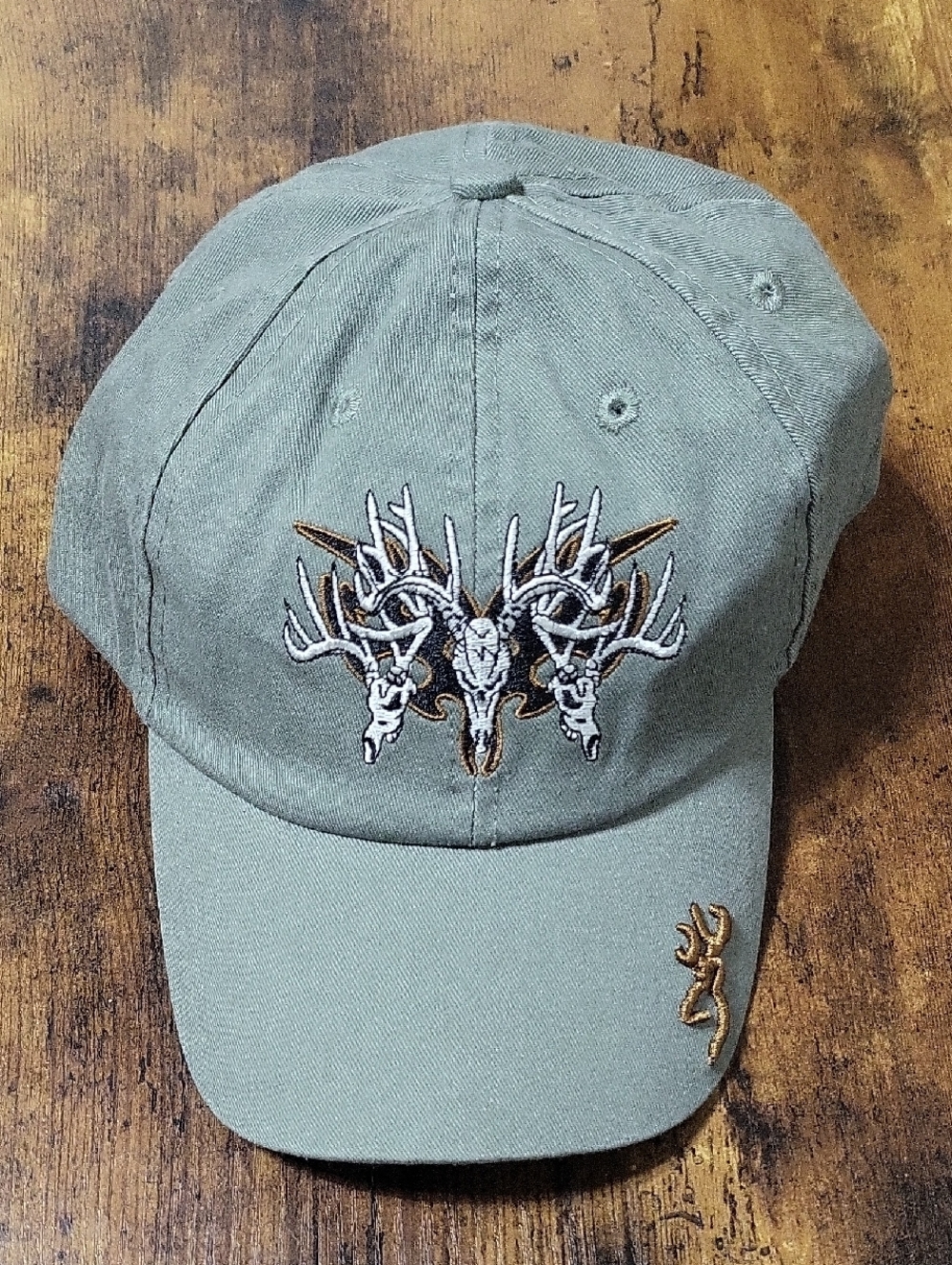 Browning Never Worn Olive Green Cotton Cap with Yellow Logo